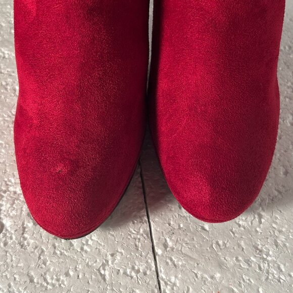 IMPO SZ 8.5 Vintage Red Suede Stiletto Ankle  Bootie Party Club Sexy Boho Retro - Picture 6 of 9